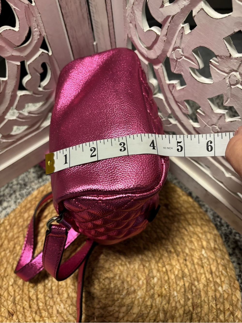Guess Metallic Quilted Mini Backpack - Magenta with gift set - Picture 9 of 14